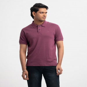 Dark Purple Cotton knit Polo